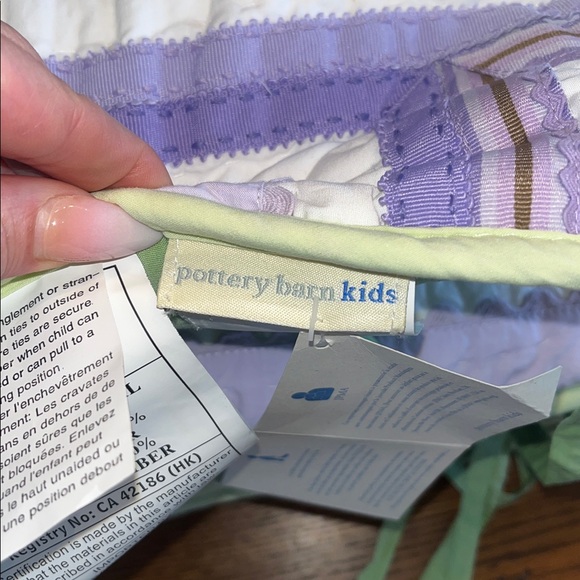 NEW Pottery Barn Kids Katie Patchwork Bumper Crib Purple Green White Baby Girl - Picture 3 of 10